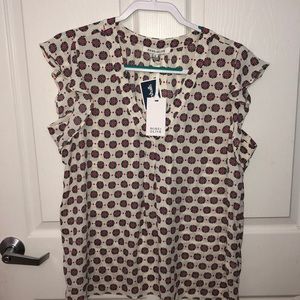 NWT Rose+Olive Flutter Sleeve Cream Blouse